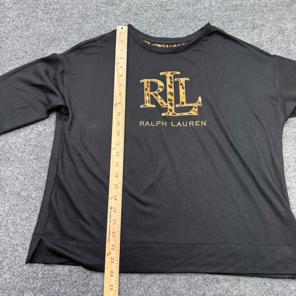 Lauren Ralph Lauren Womens Black Leopard Print RLL Logo Lounge Set Medium - Picture 4 of 13